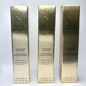 Kevyn Aucoin Set of 3x Molten Lip Color Gloss Molten Gems & Blue Amethyst NIB
